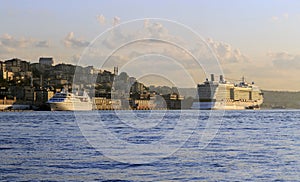 Cruise ships in Golden Horn bay,Istanbul,Turkey.