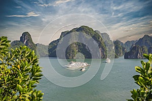 Cruise ships and islands in Halong Bay, Vietnam