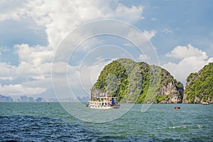 Cruise ships and islands in Halong Bay, Vietnam