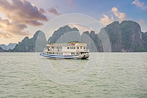 Cruise ships and islands in Halong Bay, Vietnam