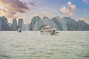 Cruise ships and islands in Halong Bay, Vietnam