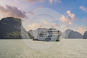 Cruise ships and islands in Halong Bay, Vietnam