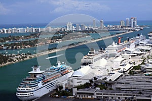 Cruise ships at Miami port