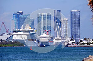 Cruise Ships Moored at the Port of Miami Gateway to the Caribbean