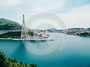 Cruise ships near the bridge in Dubrovnik