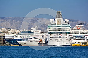 Cruise-ships at the port of Piraeus