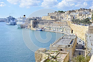 Cruise ships in the port of Valetta, Malta