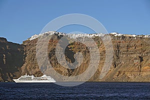 Cruise ships in the sea of Santorini