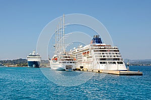 Cruise ships in the seaport of the city of Kerkyra. Corfu. Greece