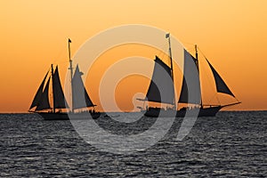 Cruise ships at sunset in Key West, Florida