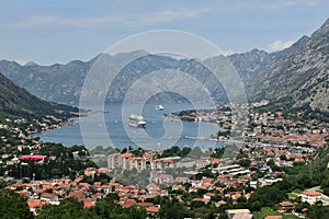 Cruise ships at tender in Kotor Bay