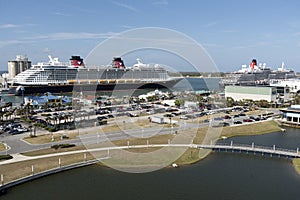 Cruise ships underway Port Canaveral USA