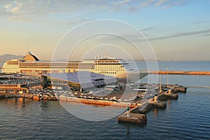 Cruise terminal and liner on parking. Marseille, France