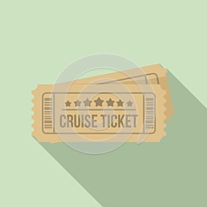 Cruise ticket icon, flat style