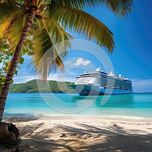 Cruise to the Caribbean with Palm Tree on Coral