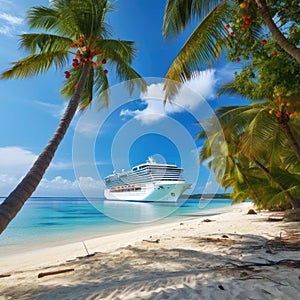 Cruise to the Caribbean with Palm Tree on Coral