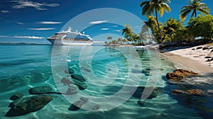 Cruise To Caribbean With Palm Trees Tropical Beach Holiday