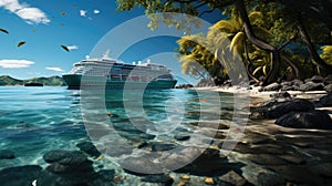 Cruise To Caribbean With Palm Trees Tropical Beach Holiday