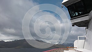 Cruise to Patagonia. Landscape on Glacier Avenue, Cruise Ship Explorers of Patagonia, Chilean Fjords. Patagonia, Strait