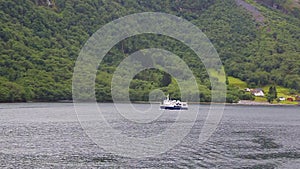 Cruise tourist ship leaving for voyage, Norway