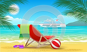 Cruise vessel and beach