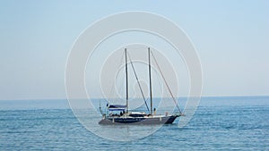 Boat on the sea surface photo