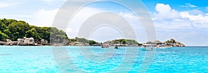 Cruise yachts and boats near the Similan Islands, Thailand