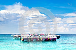 Cruise yachts and boats near the Similan Islands, Thailand