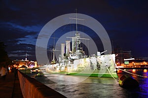 Cruiser Aurora at night