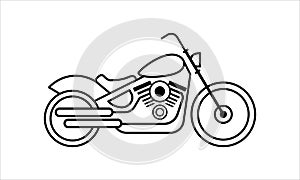 Cruiser Bike Motorcycle icon, minimalist symbol outline style with white background