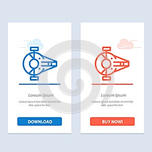 Cruiser, Fighter, Interceptor, Ship, Spacecraft  Blue and Red Download and Buy Now web Widget Card Template