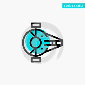 Cruiser, Fighter, Interceptor, Ship, Spacecraft turquoise highlight circle point Vector icon