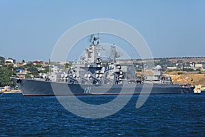 Cruiser `Moscow`. Russian Soviet guards missile cruiser, the main ship of Atlant project. The flagship of the Black Sea Fleet