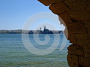 Cruiser `Moscow`. Russian Soviet guards missile cruiser, the main ship of Atlant project. The flagship of the Black Sea Fleet