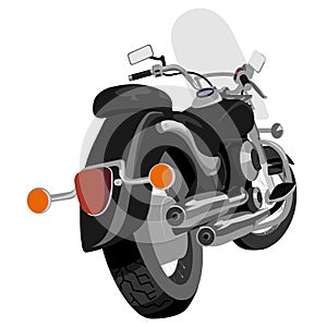 Cruiser motorcycle half side rear view isolated on white vector illustration