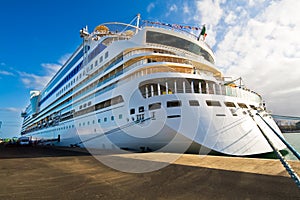 Cruiseship in a harbor photo