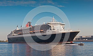 Cruiseship leaving port of Hamburg