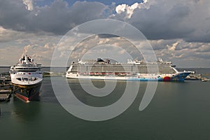 Cruiseships docked in port