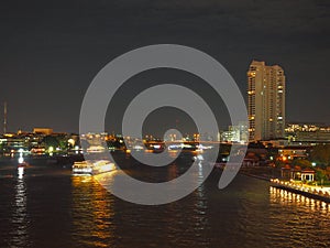 Cruising across the river at the night