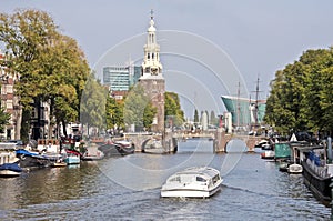 Cruising on Amsterdam channels in the Netherlands