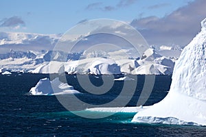 Los gastos de viaje abajo estrecho Antártida 
