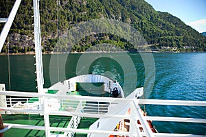 Cruising on ferry boat, view from deck of ship