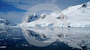 Cruising through the Neumayer channel full of Icebergs in Antarctica.