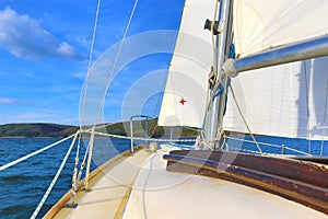 Cruising sailboat bow