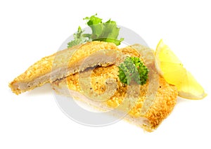 Crumbed chicken or pork fillet photo