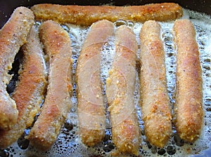 Crumbed sausages