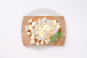 Crumbled feta cheese photo