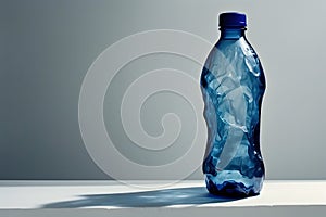 A crumbled plastic water bottle with an isolated background