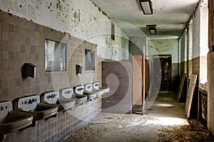 Crumbling Bathroom with Sinks - Abandoned Hospital
