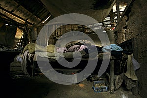 Crumbling living room